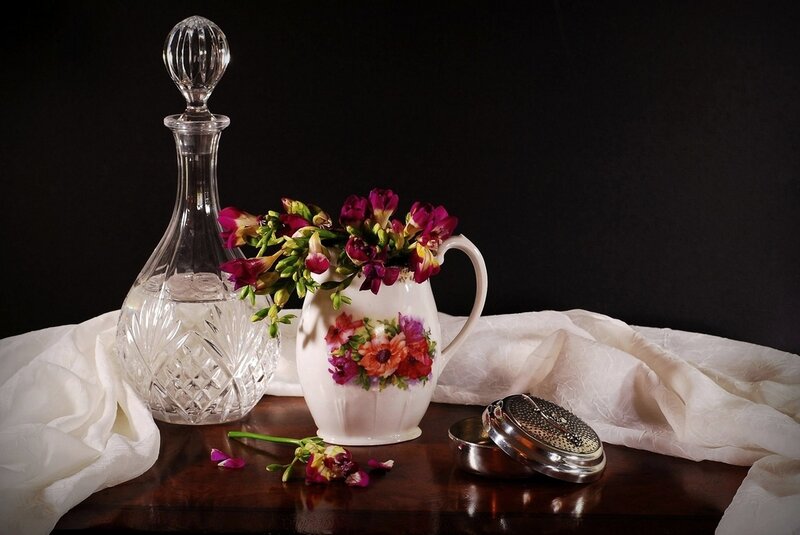 Flowers in a Pitcher — Black