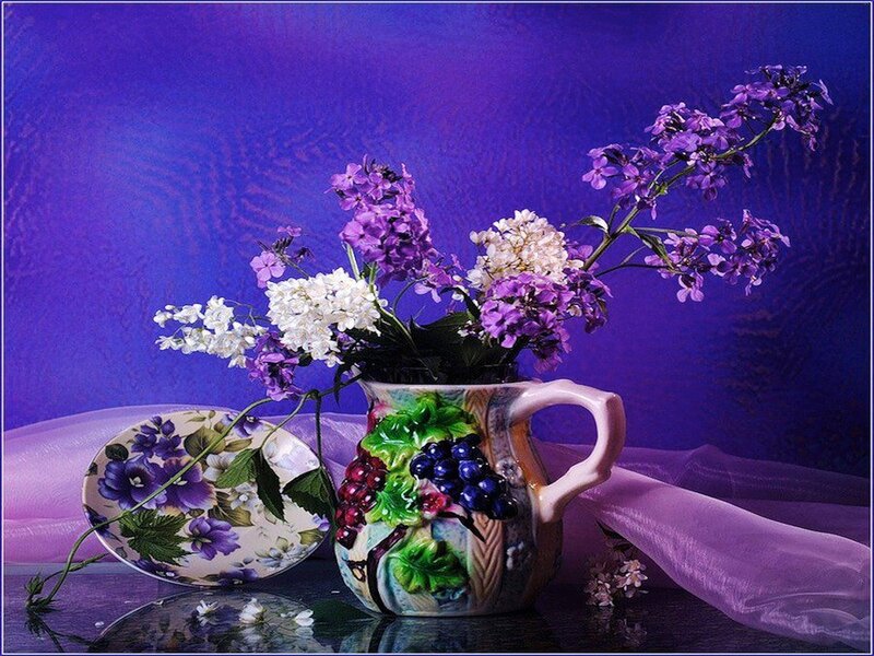 Flowers in a Pitcher — Purple