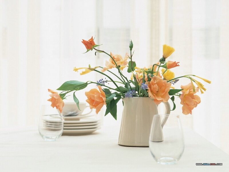 Flowers in a Pitcher — White, Serene, Morning