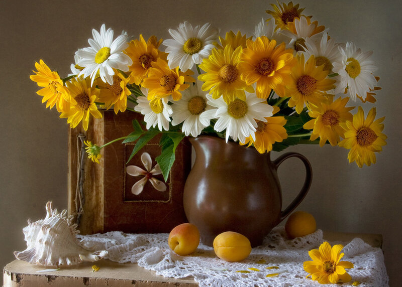 Flowers in a Pitcher — Yellow, Calm, Afternoon