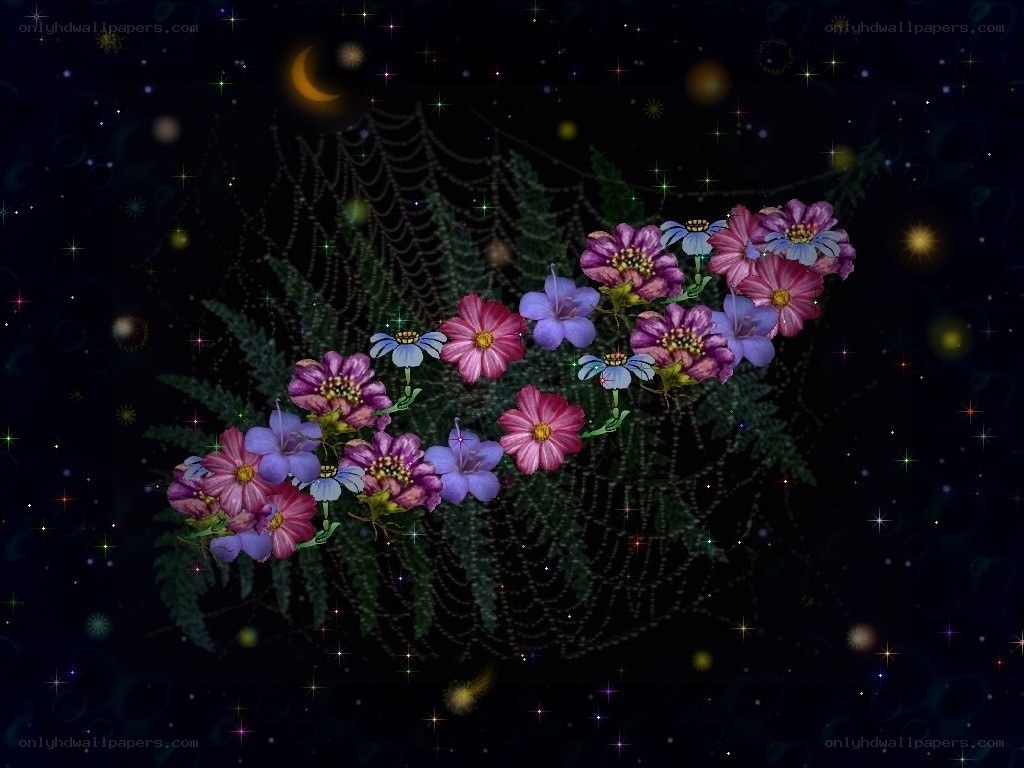 flowers in a starry night