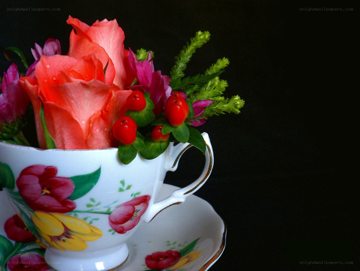 Flowers in a teacup