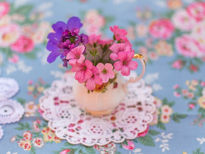 Flowers in a Teacup — Pink, Serene, Afternoon