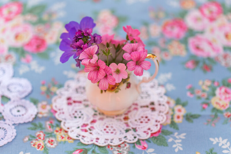 Flowers in a Teacup — Pink, Serene, Spring, Photograph