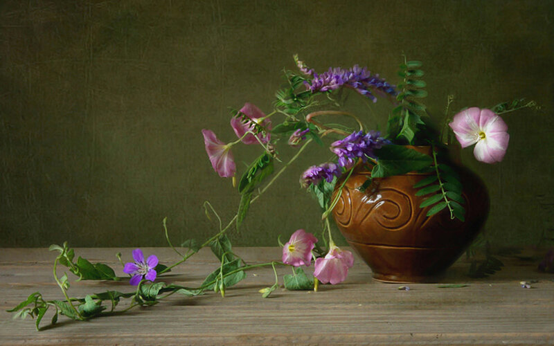Flowers in a Vase — Brown, Calm