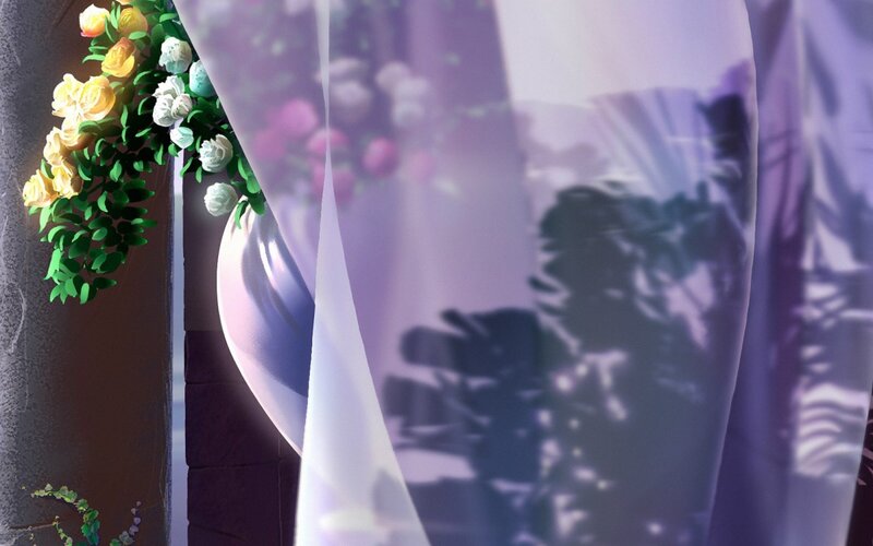 flowers in a vase by the window