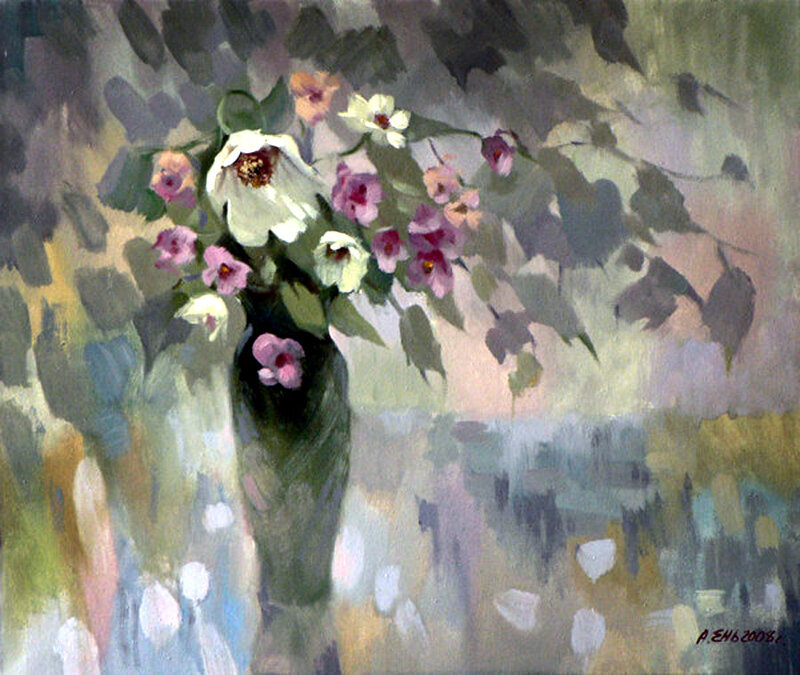 Flowers in a Vase — Green, Calm