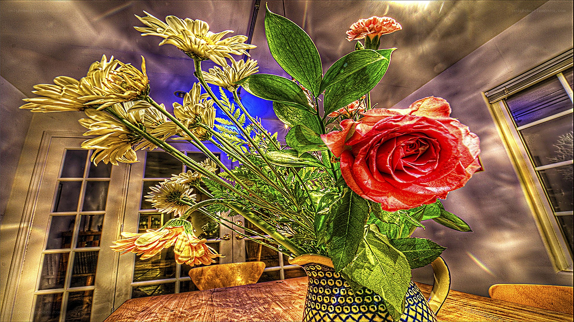 Flowers in a vase on a table
