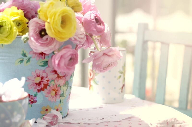 Flowers in a Vase — Pink, Serene, Morning, Photograph