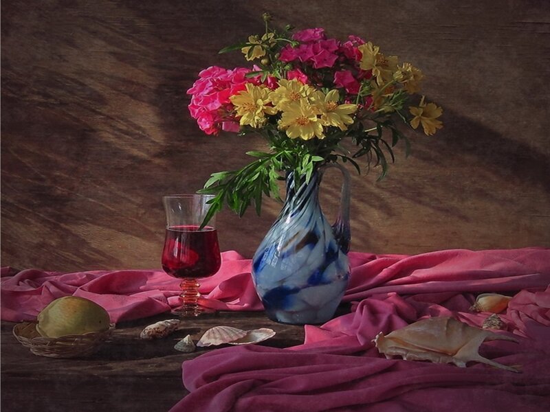 Flowers in a Vase — Pink, Still Life