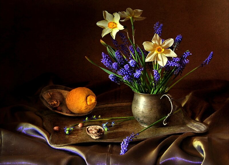 Flowers in a Vase — Purple, Dramatic