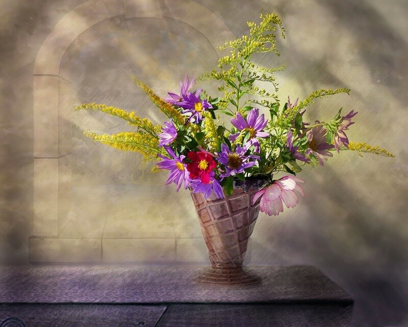 Flowers in a Vase — Purple, Serene