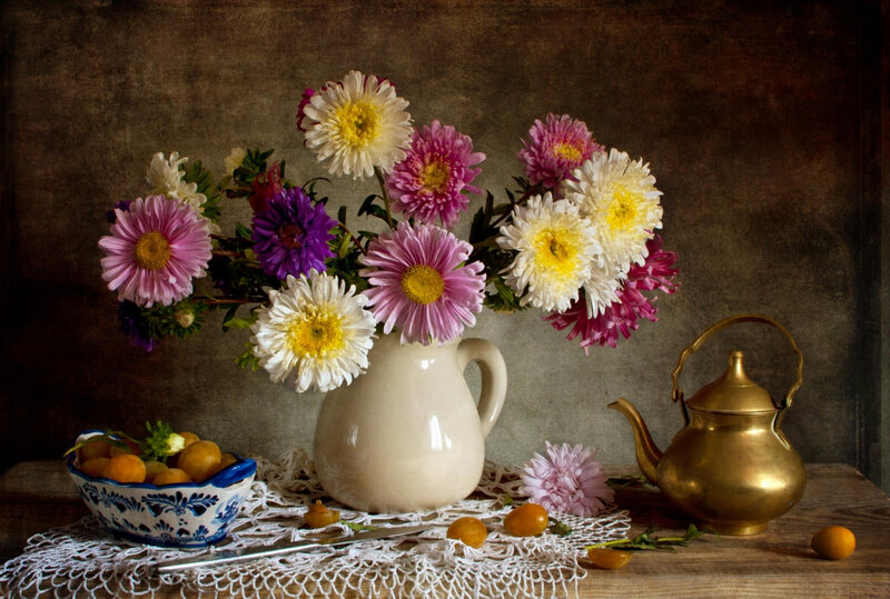 Flowers in a Vase — White, Calm, Photograph