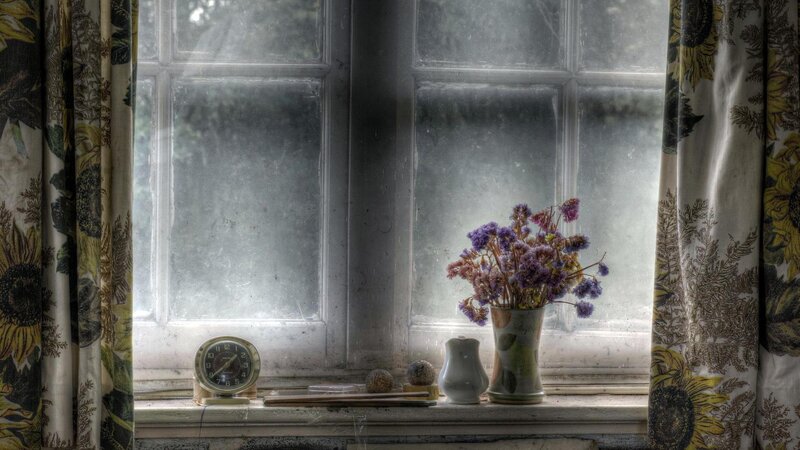 Flowers in a Vase — White, Serene, Morning, Photograph, Clock