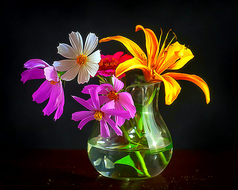 Flowers in a Vase — Yellow, Dramatic