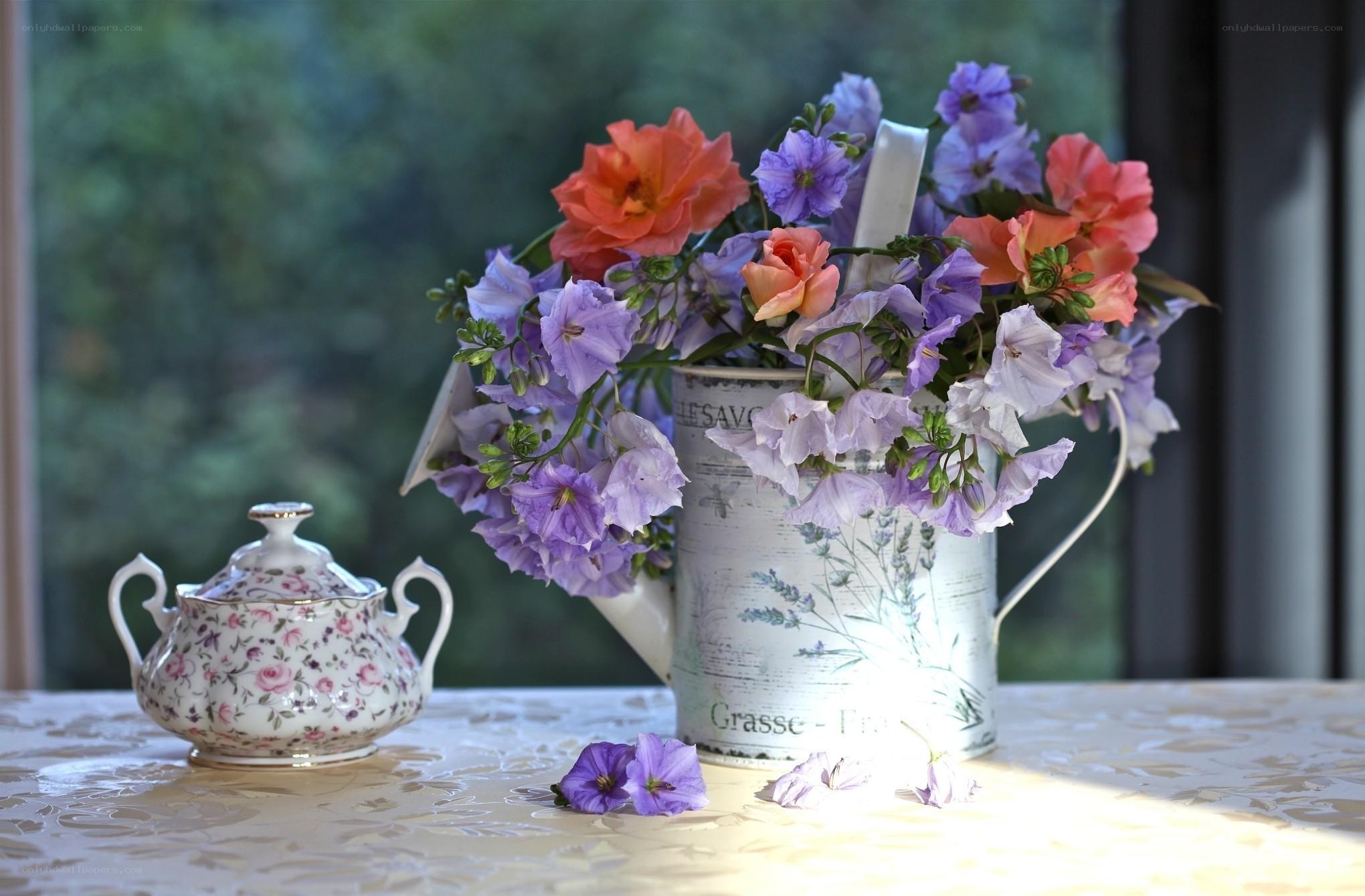 Flowers in a vintage pitcher