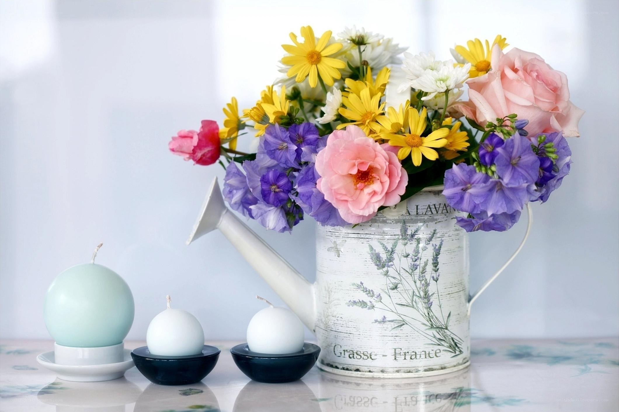 Flowers in a watering can