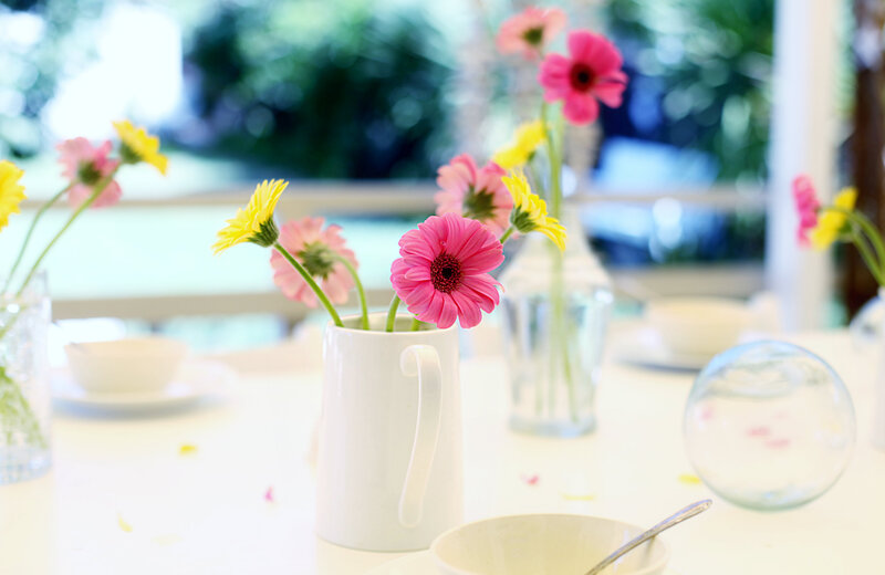 Flowers in a White Pitcher — Pink