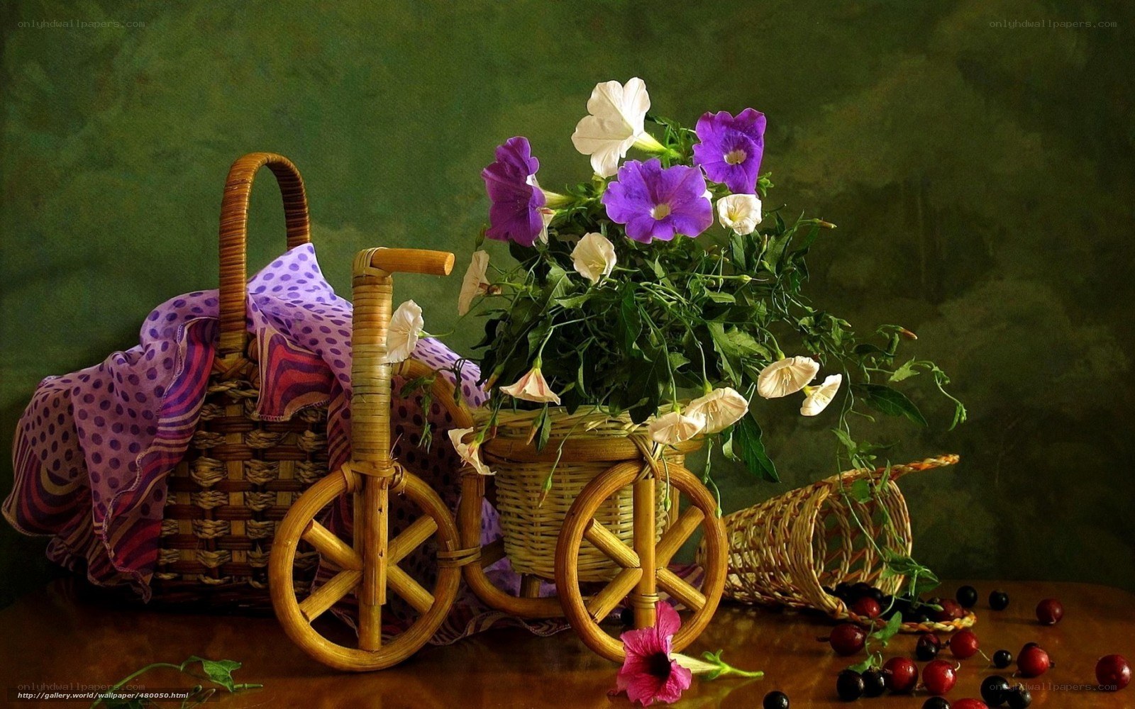 Flowers in a wicker basket