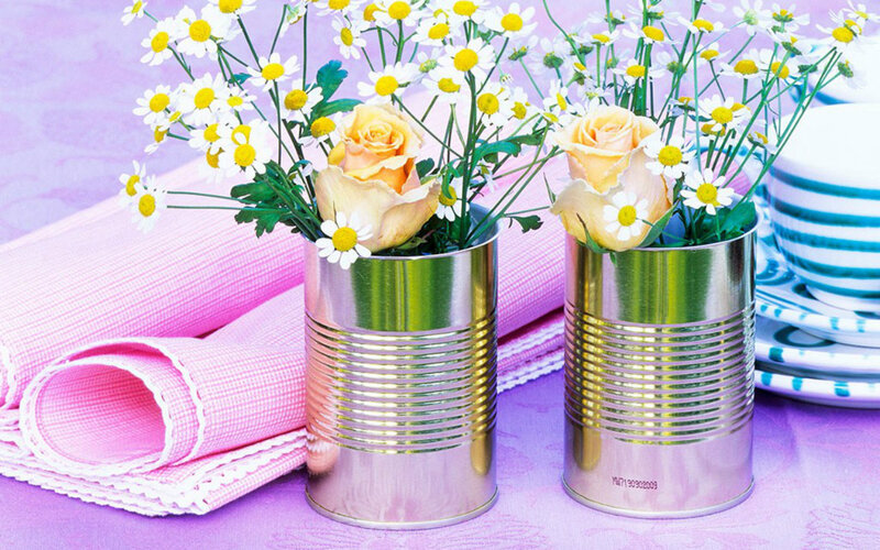 Flowers in Cans