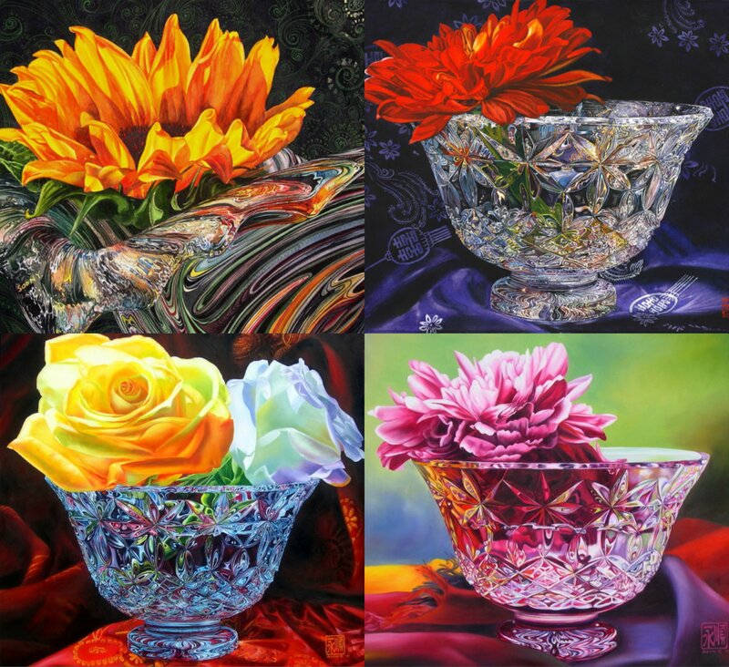 Flowers in Crystal Bowls