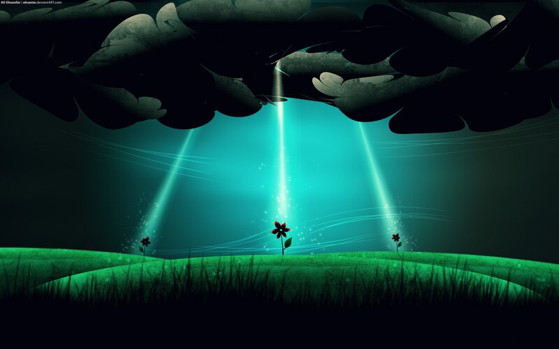 Flowers in Dark Field — Green