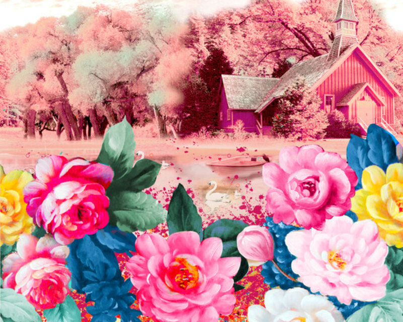 Flowers in Front of Pond