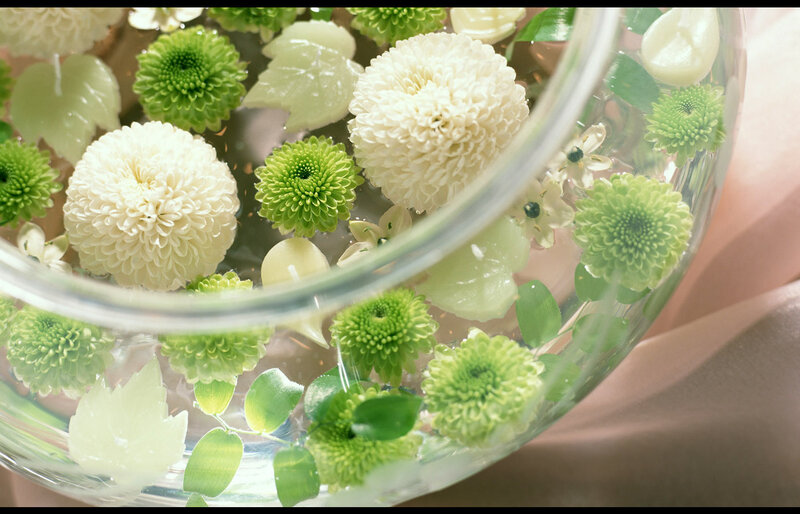 Flowers in Glass Bowl — Green