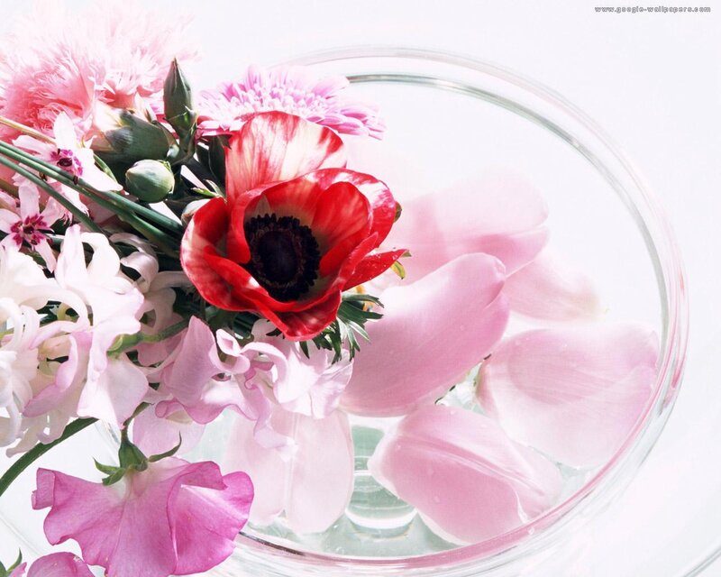 Flowers in Glass Bowl
