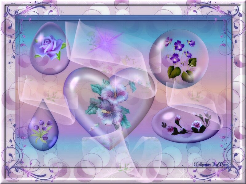 Flowers in Glass Bubbles — Purple