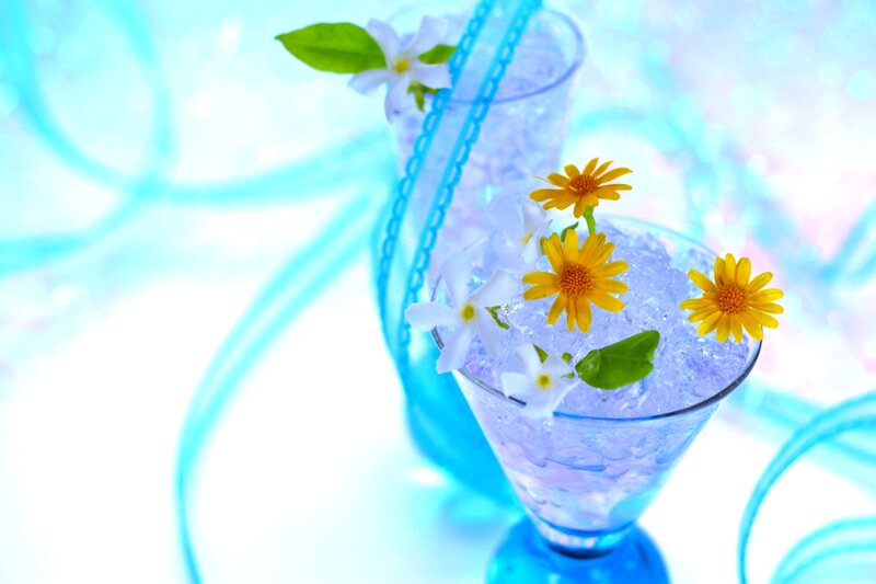 Flowers in Glass Cups