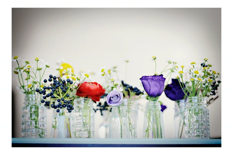 Flowers in Glass Jars — Purple