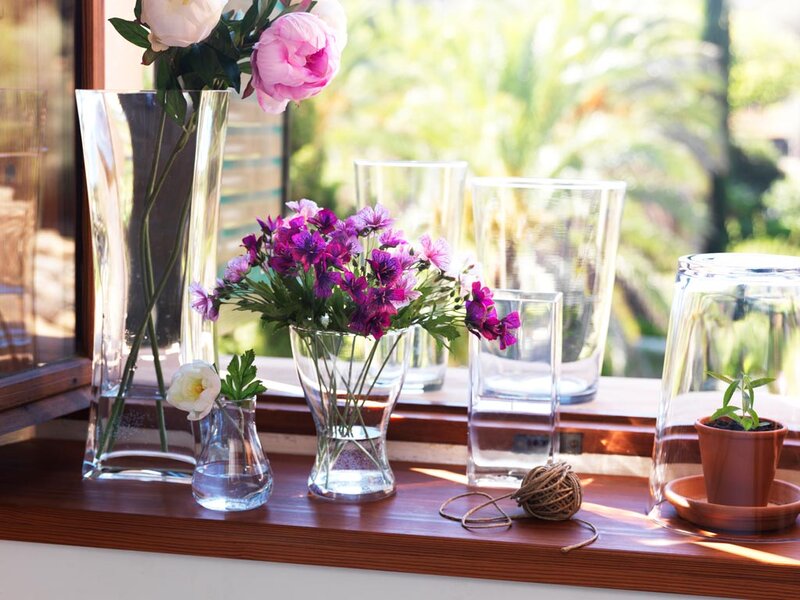 Flowers in Glass Vases — Purple