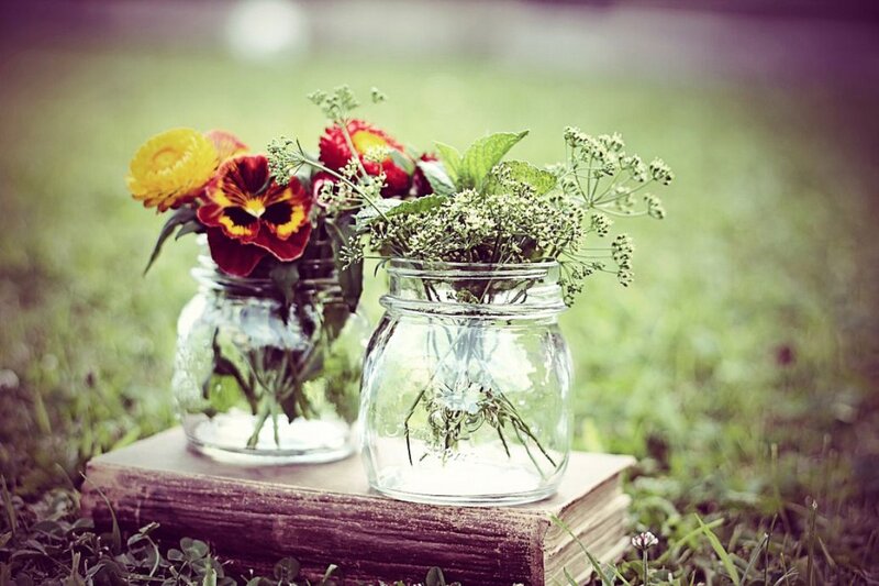 Flowers in Jars on Book
