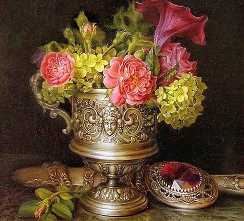 Flowers in Ornate Vase