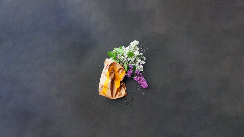 Flowers in Paper Bag