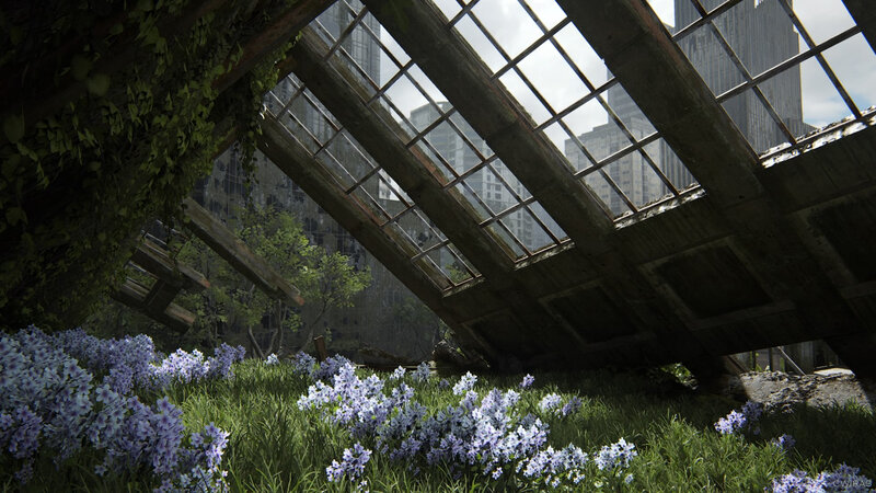 Flowers in Ruined Building