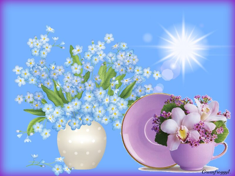 Flowers in Vases — Blue