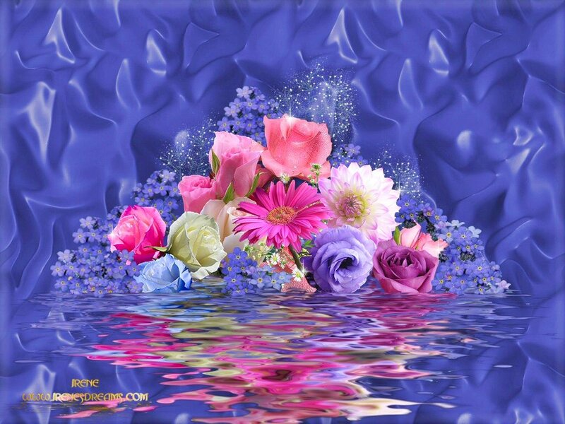 Flowers in Water — Blue, Dreamy