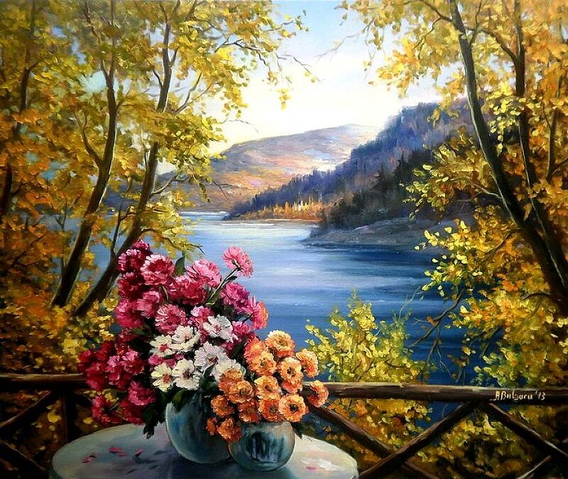 Flowers on a Balcony — Yellow