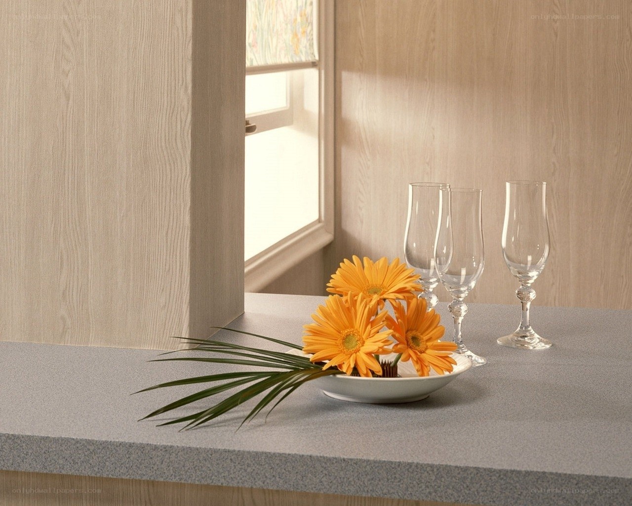 Flowers on a countertop