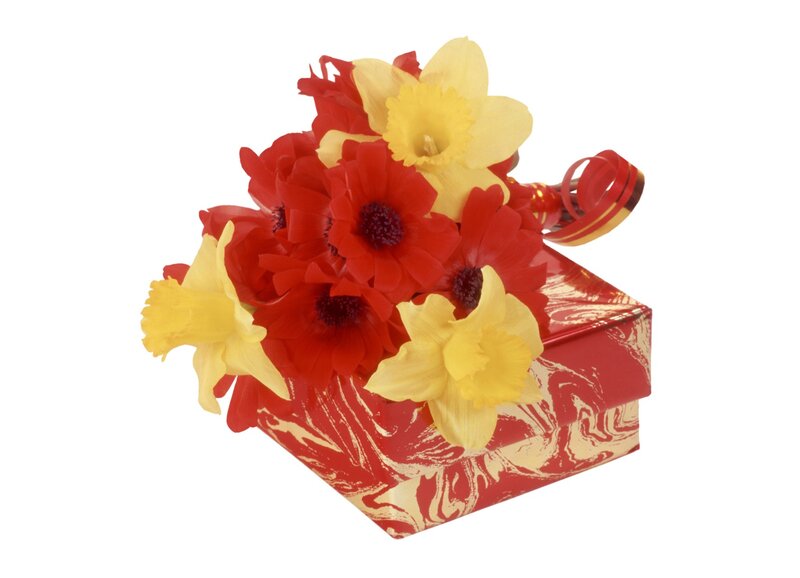 Flowers on a gift box