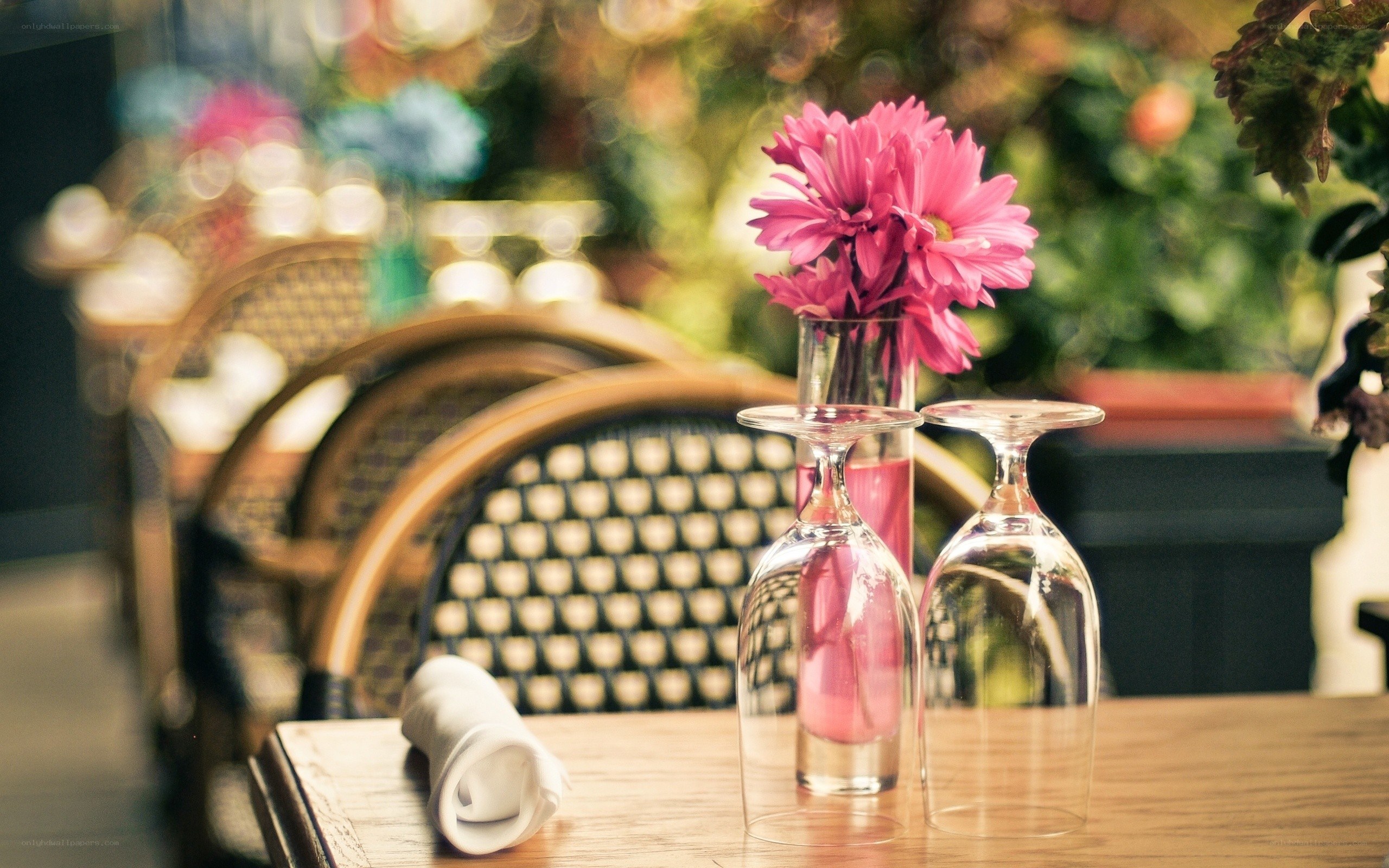 Flowers on a restaurant table