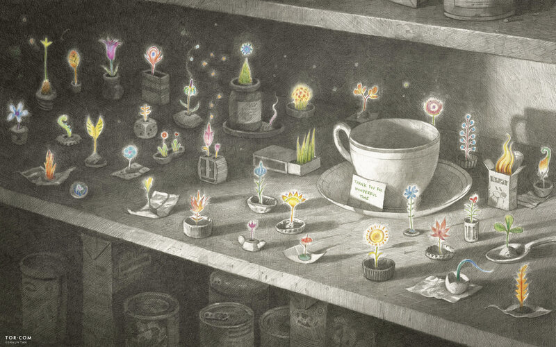 Flowers on a shelf