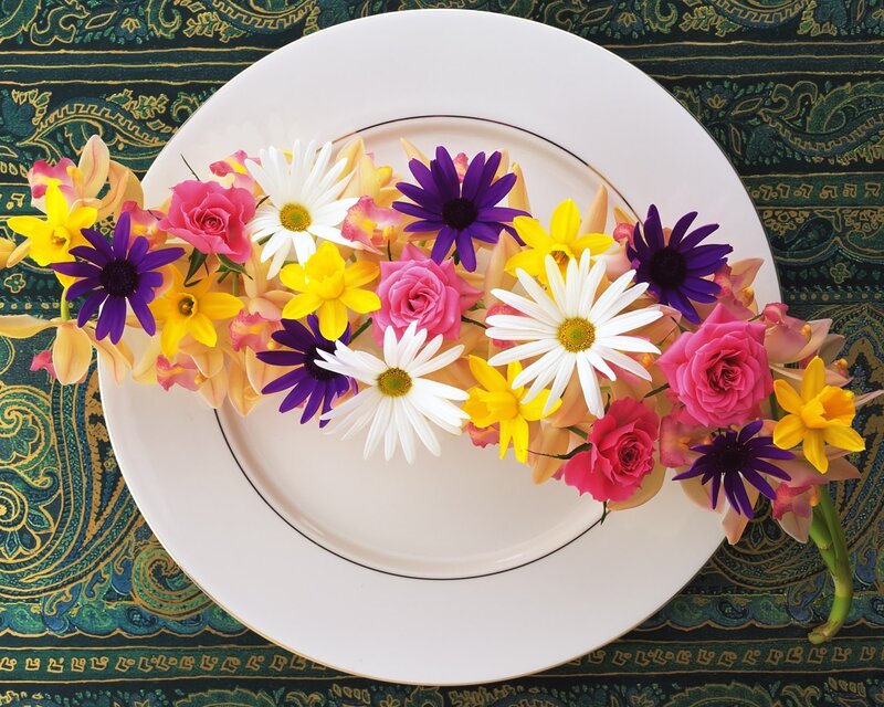 Flowers on a white plate
