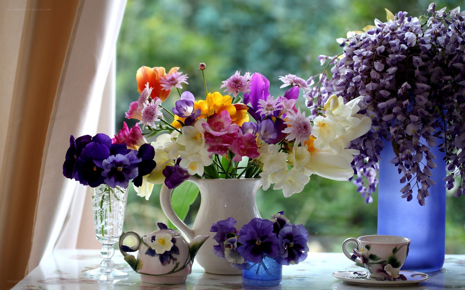 Flowers on a windowsill