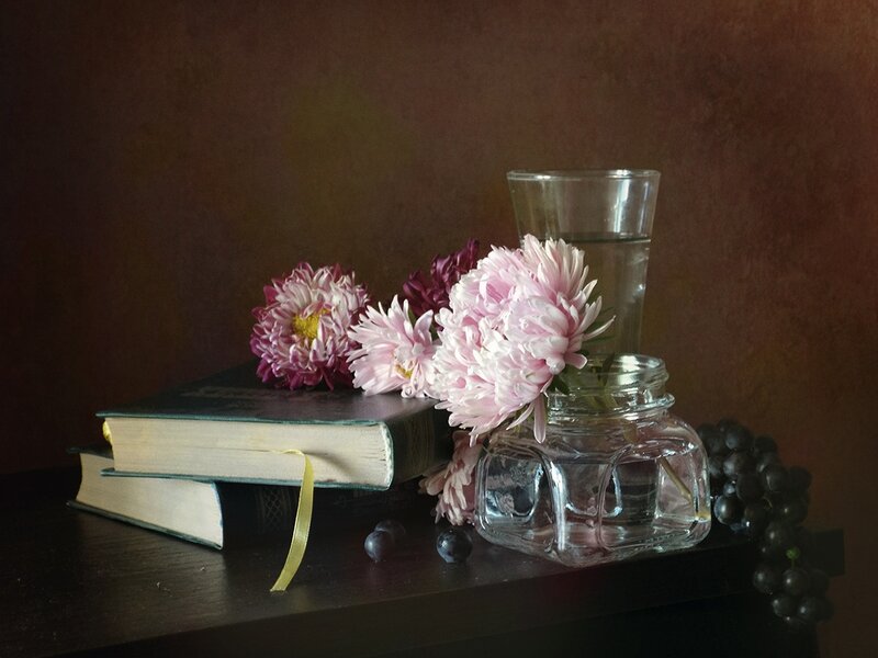 Flowers on Books — Brown
