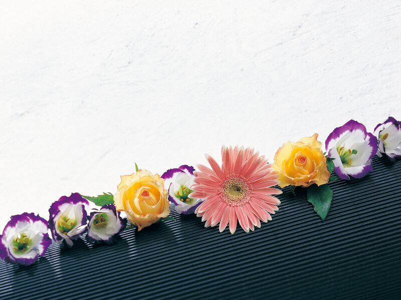 Flowers on Dark Surface — Pink