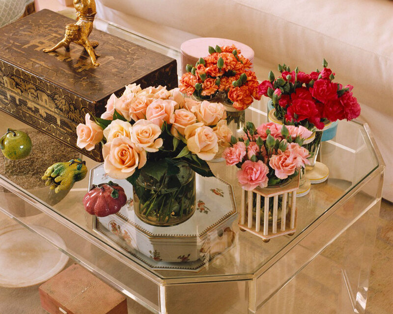 Flowers on Glass Table