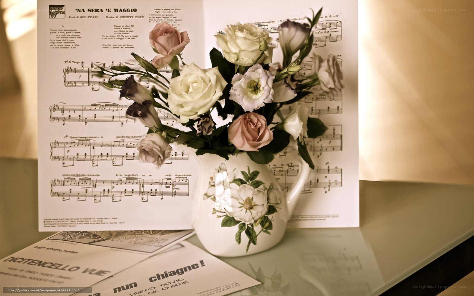 Flowers on sheet music